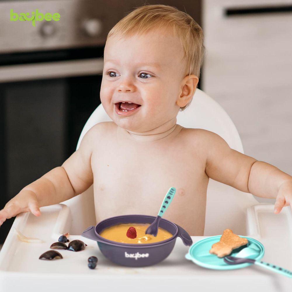 Baybee Silicone Suction Feeding Bowl With Spoon & Fork