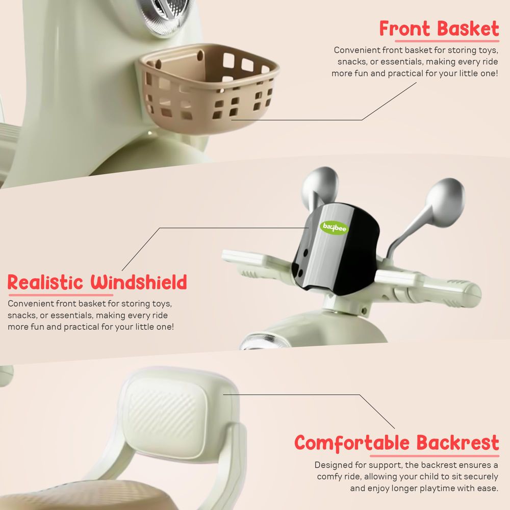 بايبي - سكوتر لولا الكهربائي للأطفال - أخضر