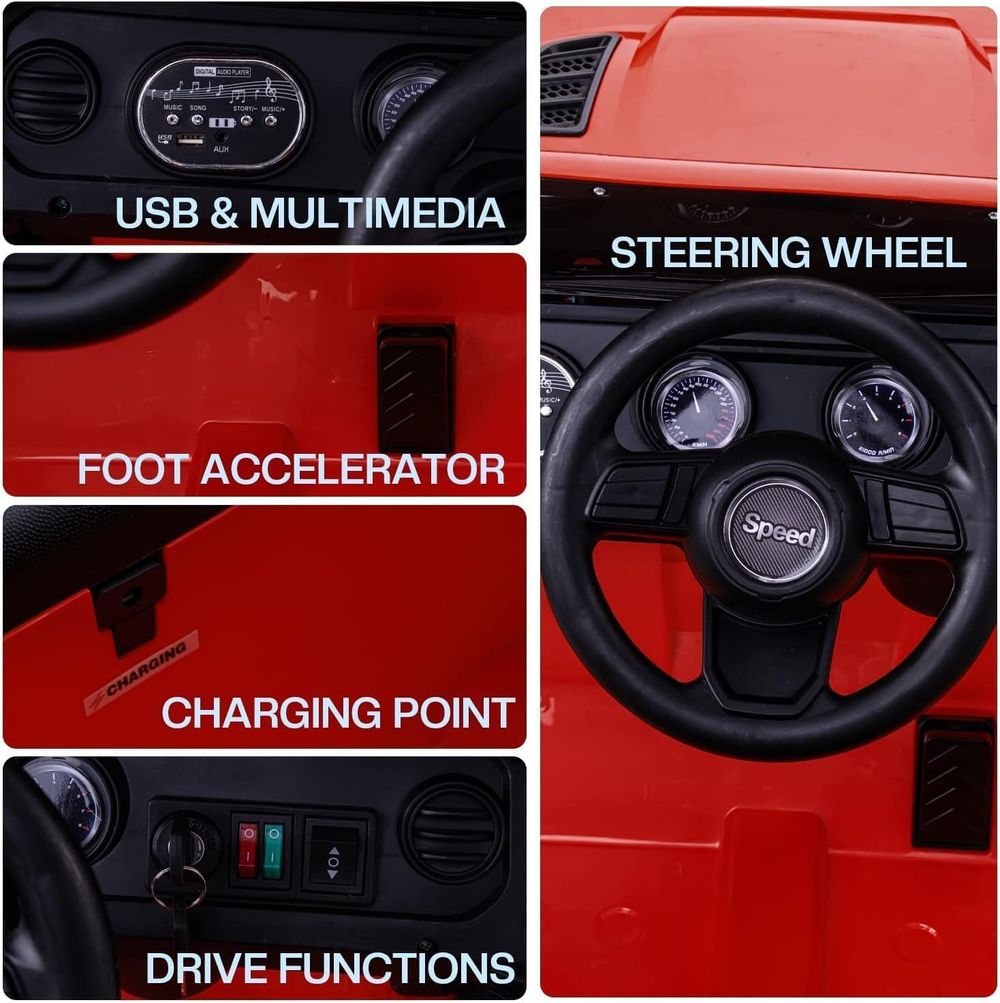 Baybee - Battery Operated Ride-On Jeep - Red