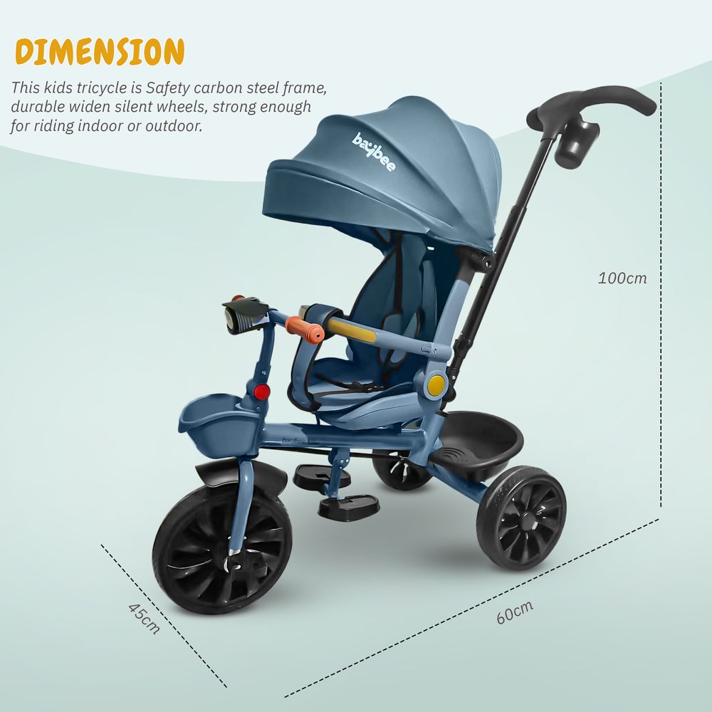 Baybee - 3-In-1 Uno Tricycle For Kids - Blue
