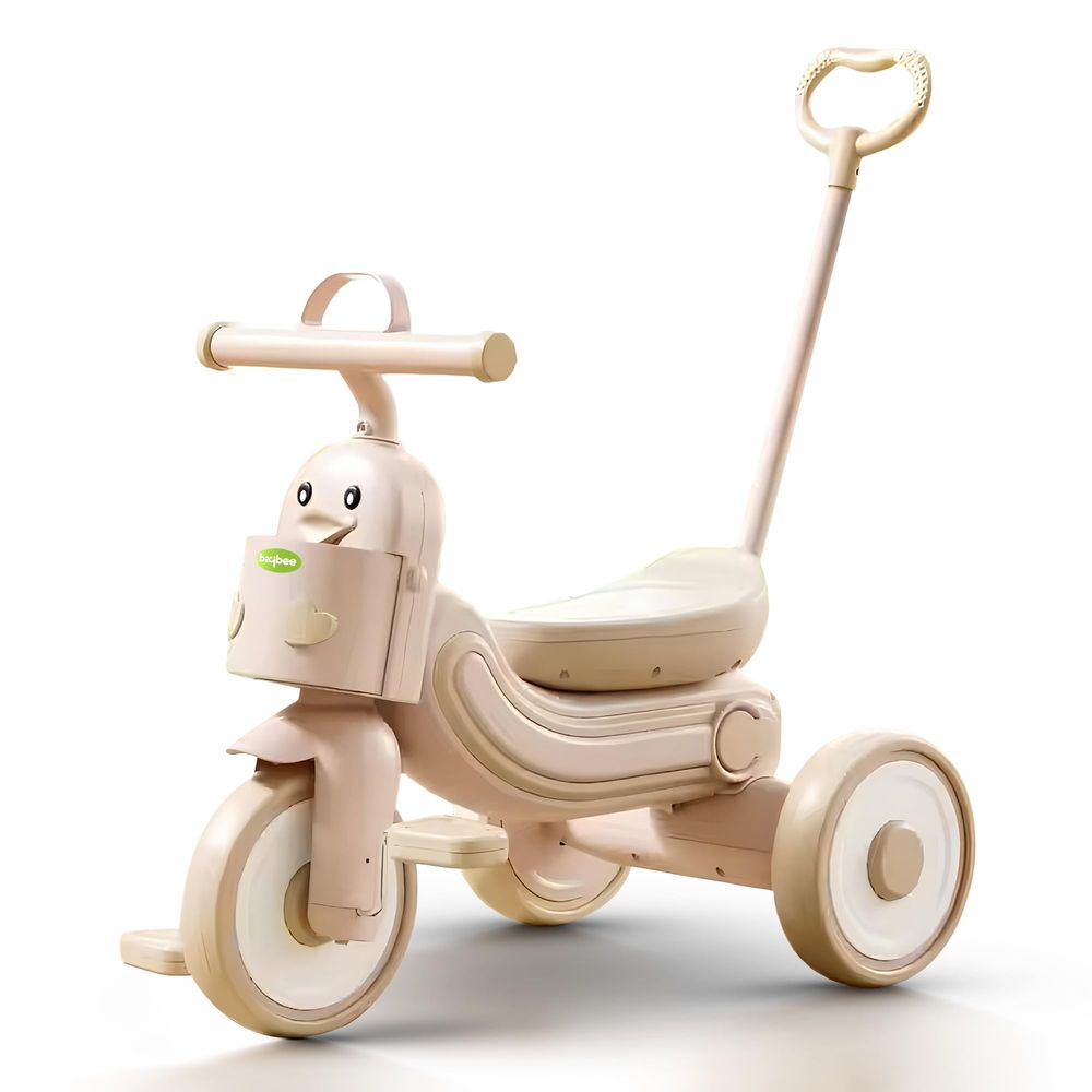 Baybee - Kids' 2-In-1 Duck Tricycle With Push Handle - Beige