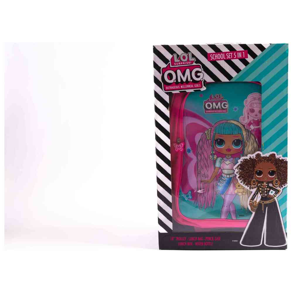 My Little Pony 5-in-1 School Set - 18-Inch Trolley Bag, Lunch Bag, Pencil Case, Water Bottle & Lunch Box - Pink