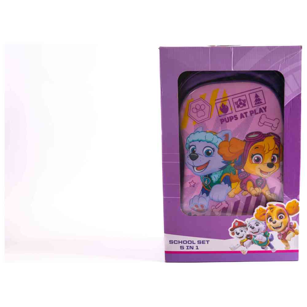 مجموعة شنط باو باترول بعجلات مقاس 18 إنش مع شنطة غداء، ومقلمة، وزمزمية مياه، وصندوق غداء - متعددة الألوان