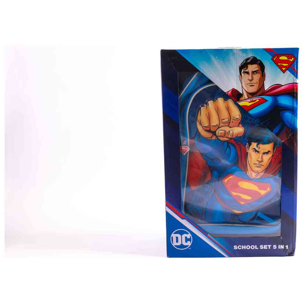 Superman - 18-Inch Trolley Bag Set - Includes Lunch Bag, Pencil Case, Water Bottle & Lunch Box - Blue