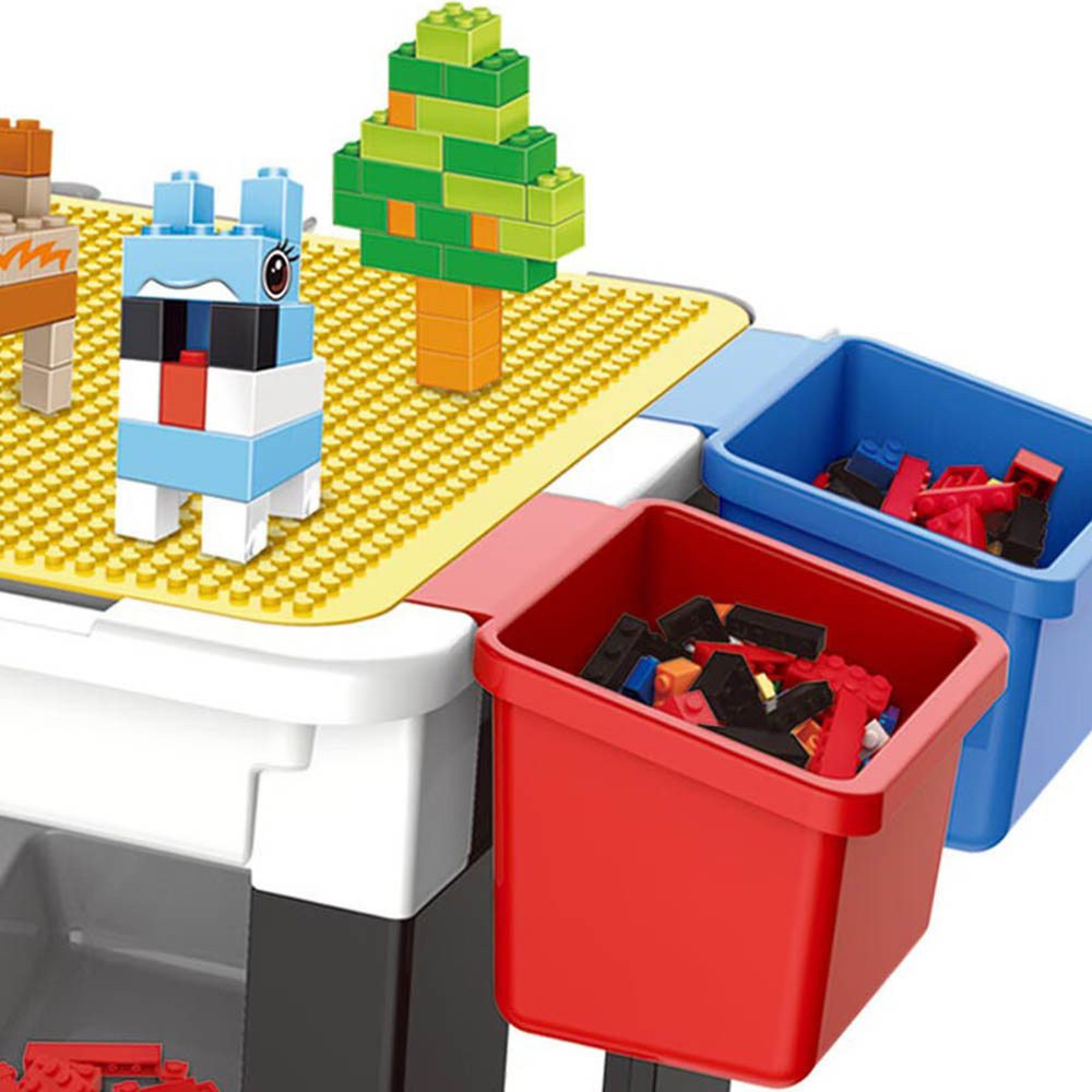 كيكيبي - طاولة مكعبات بناء من 300 قطعة - تجمع بين مكعبات البناء ومكتب الدراسة وسطح اللعب - متعددة الألوان