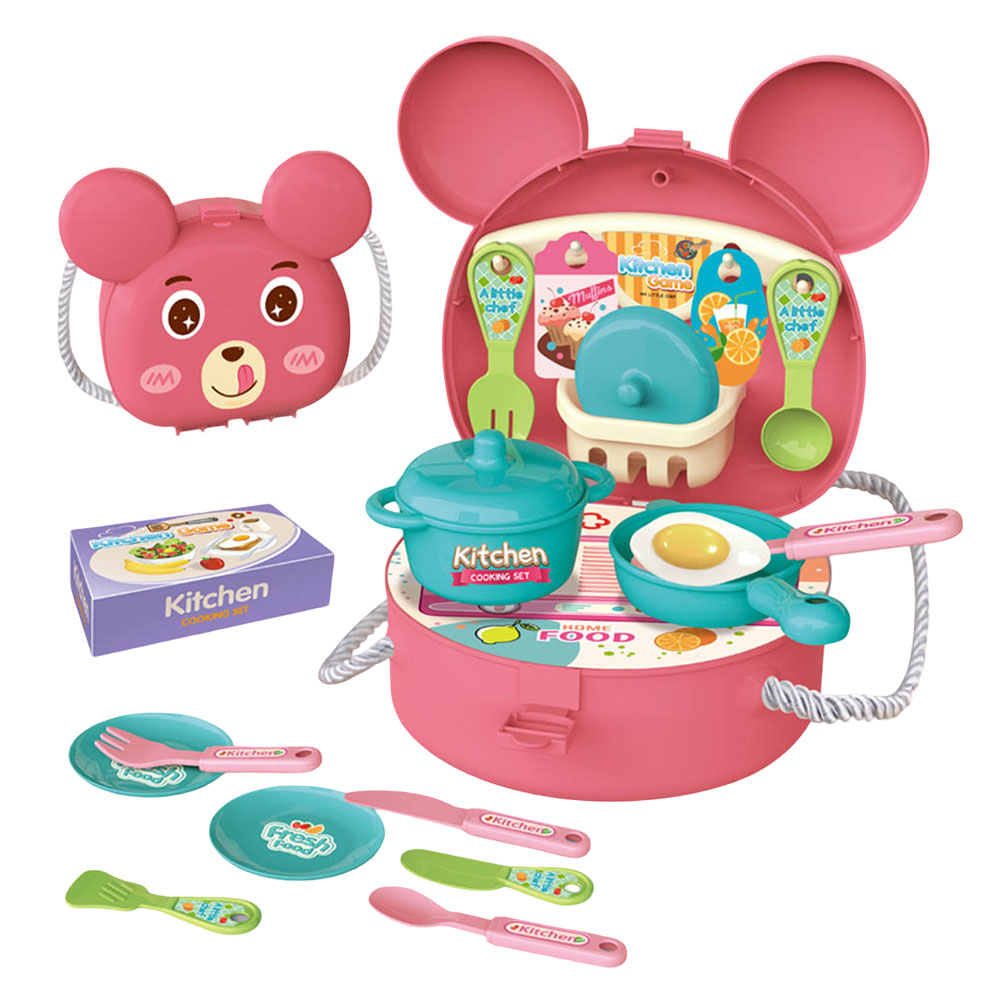 Kikibebe - Kitchen Backpack Set - 24 Pieces, High-Quality Polypropylene Material - Pink