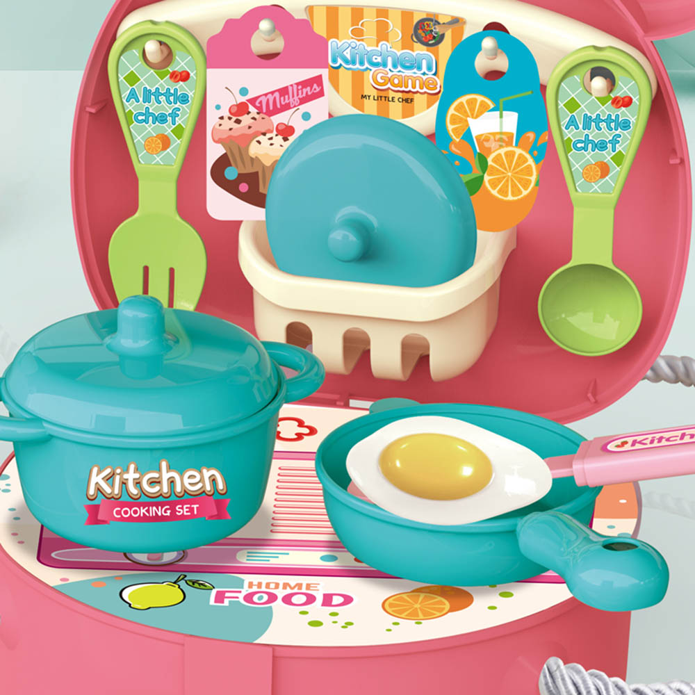 Kikibebe - Kitchen Backpack Set - 24 Pieces, High-Quality Polypropylene Material - Pink