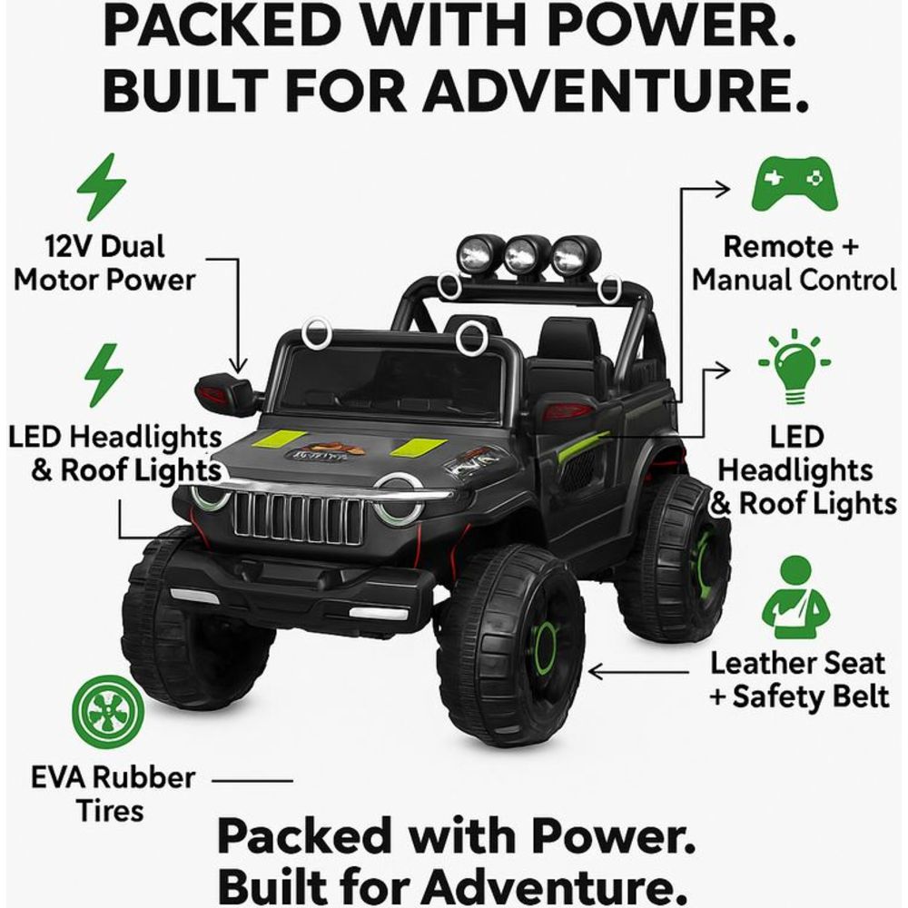 Urban Tots - Adventure Electric Ride-On Jeep - Army Green - 12 V