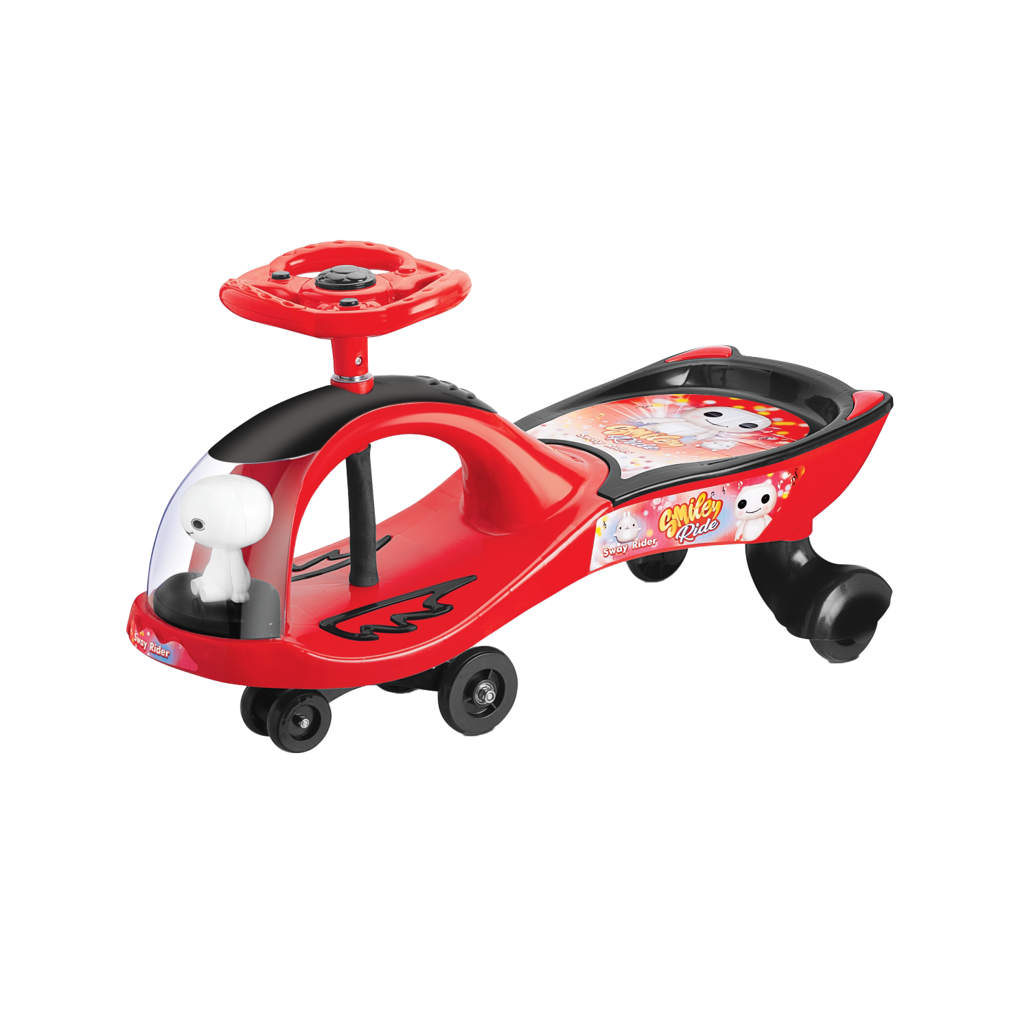 أوربان توتس - أرجوحة ركوب سميلي رايدر وسيارة للأطفال مع موسيقى وتوجيه بوق - أحمر وأزرق