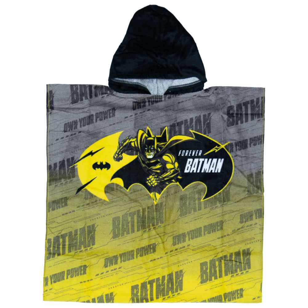 منشفة حمام بغطاء رأس ناعمة وماصة للأولاد - باتمان - أسود