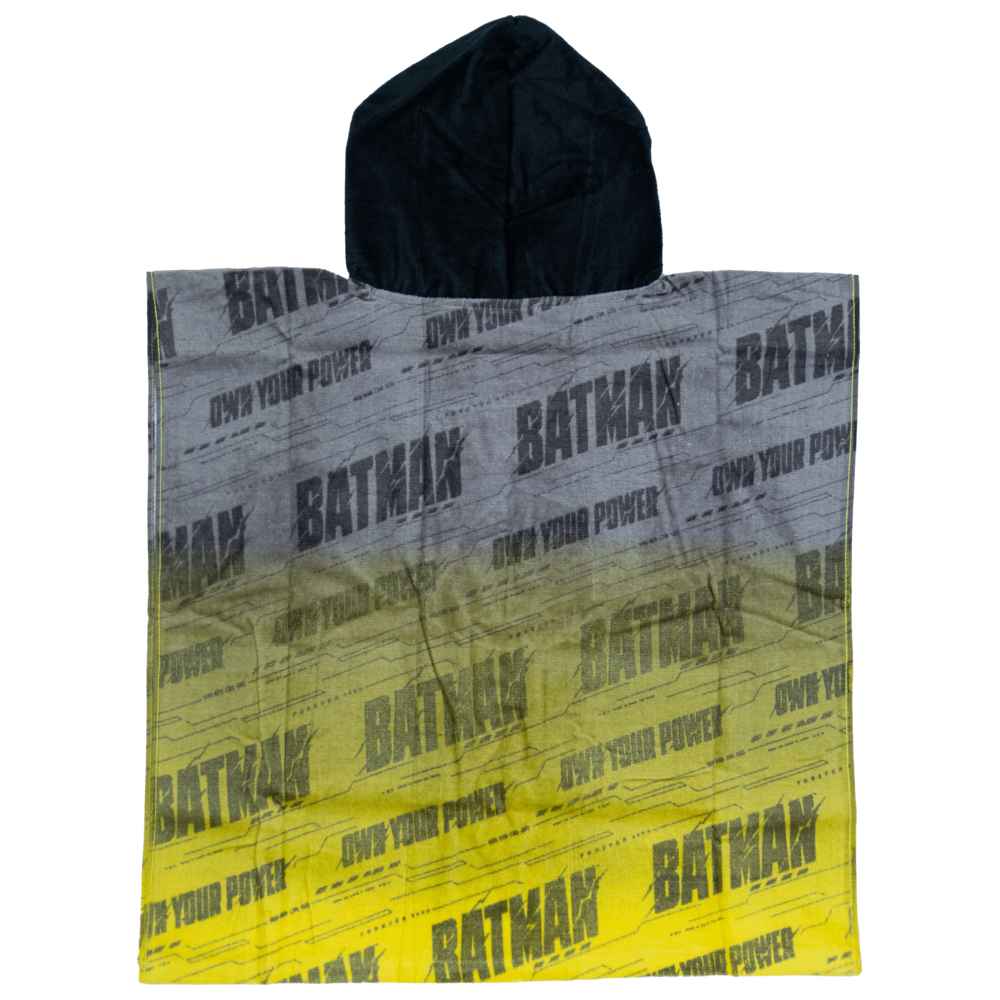 منشفة حمام بغطاء رأس ناعمة وماصة للأولاد - باتمان - أسود