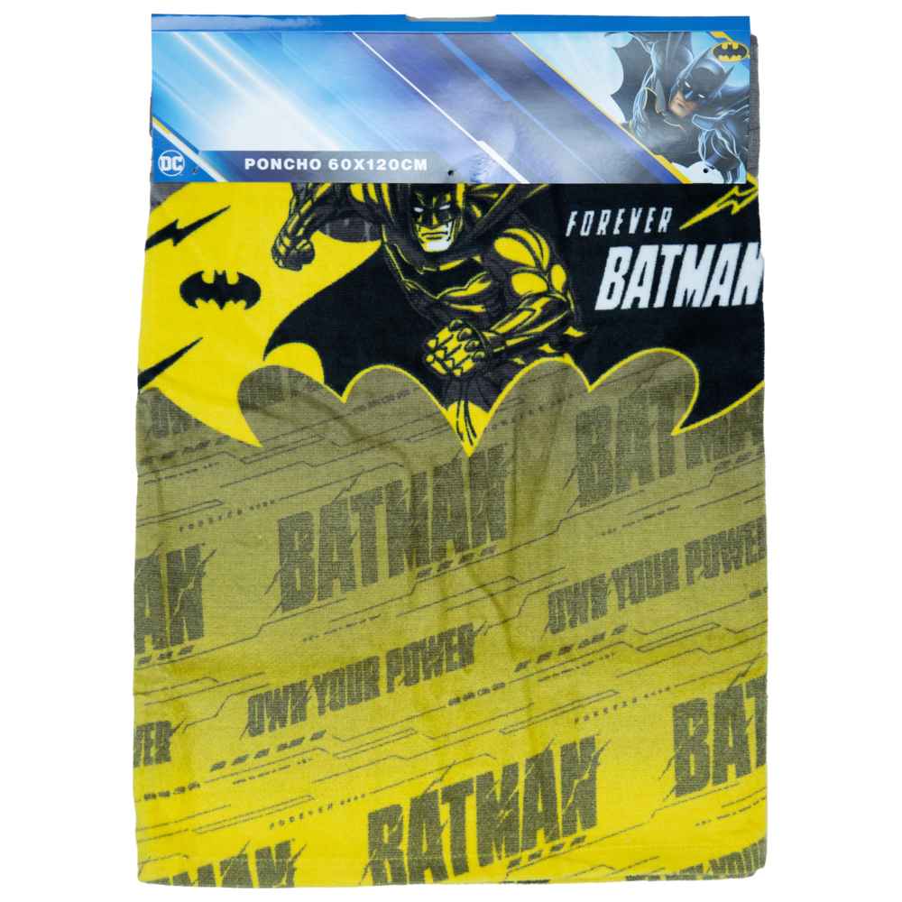 منشفة حمام بغطاء رأس ناعمة وماصة للأولاد - باتمان - أسود