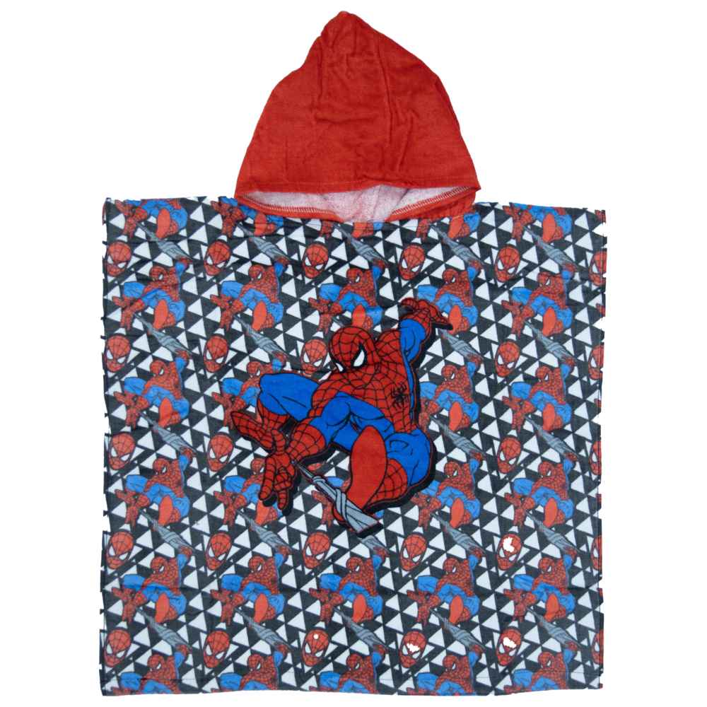 سبايدرمان - منشفة بونشو للأطفال - منشفة حمام ناعمة وماصة بغطاء رأس للأولاد - متعددة الألوان