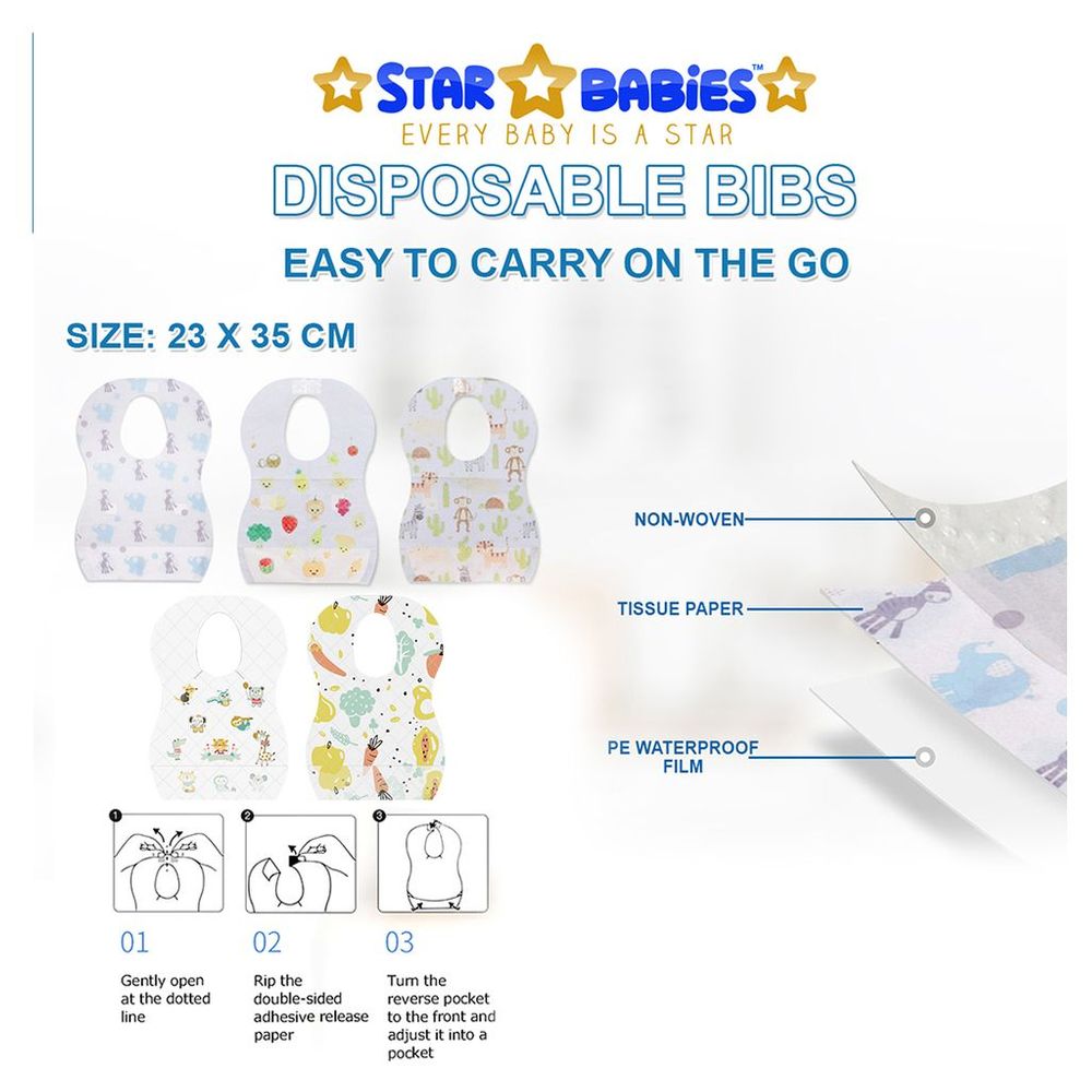 ستار بيبيز - مرايل للاستخدام مرة واحدة - بنقشة الفيل