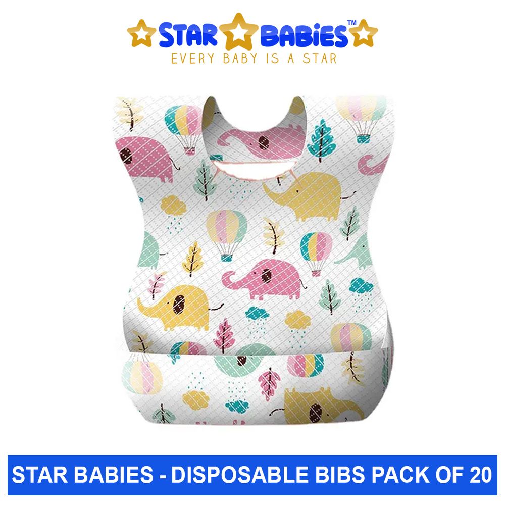 ستار بيبيز - مرايل للاستخدام مرة واحدة - عبوة من 20 قطعة - على شكل فيل