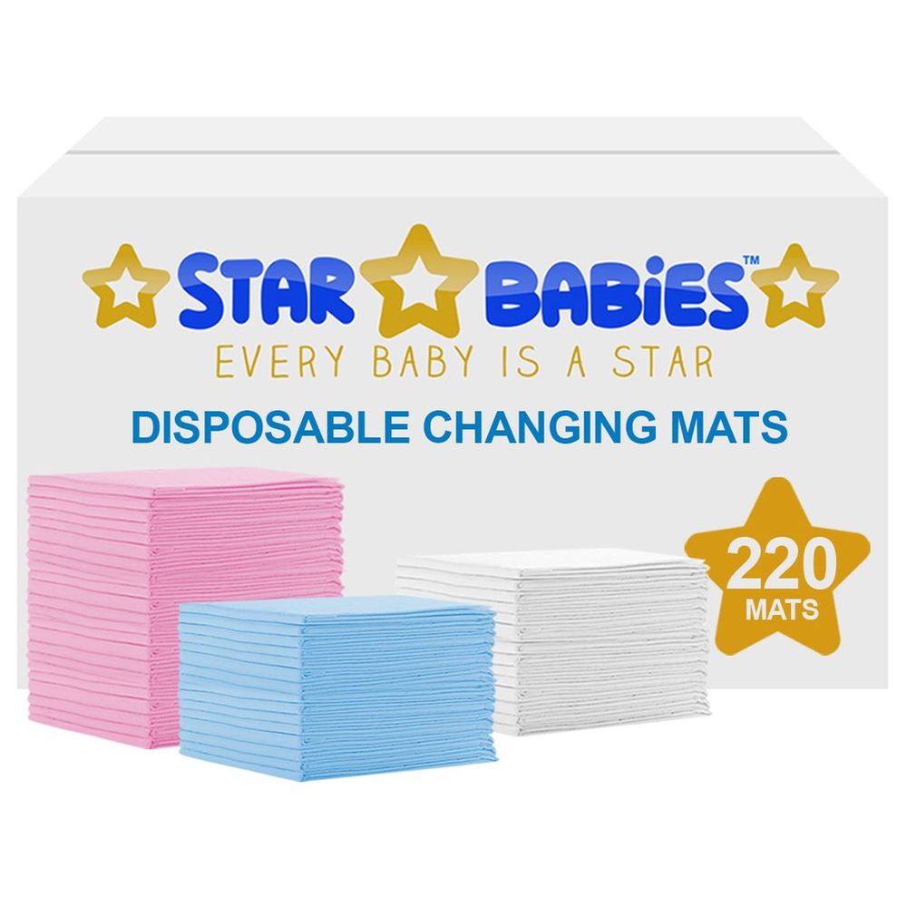 ستار بيبيز - مفارش تغيير حفاضات للاستخدام مرة واحدة - 45 × 60 سم - 220 قطعة - قد يختلف اللون