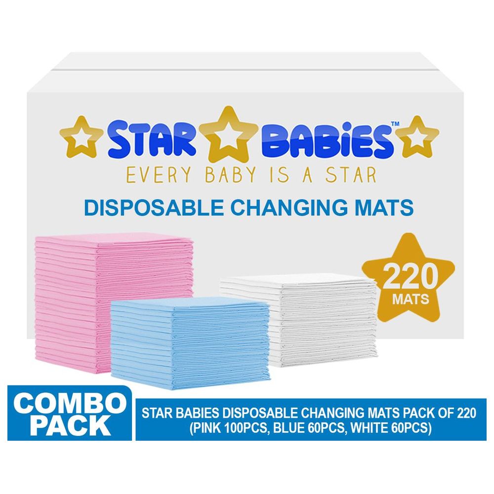 ستار بيبيز - مفارش تغيير حفاضات للاستخدام مرة واحدة - 45 × 60 سم - 220 قطعة - قد يختلف اللون