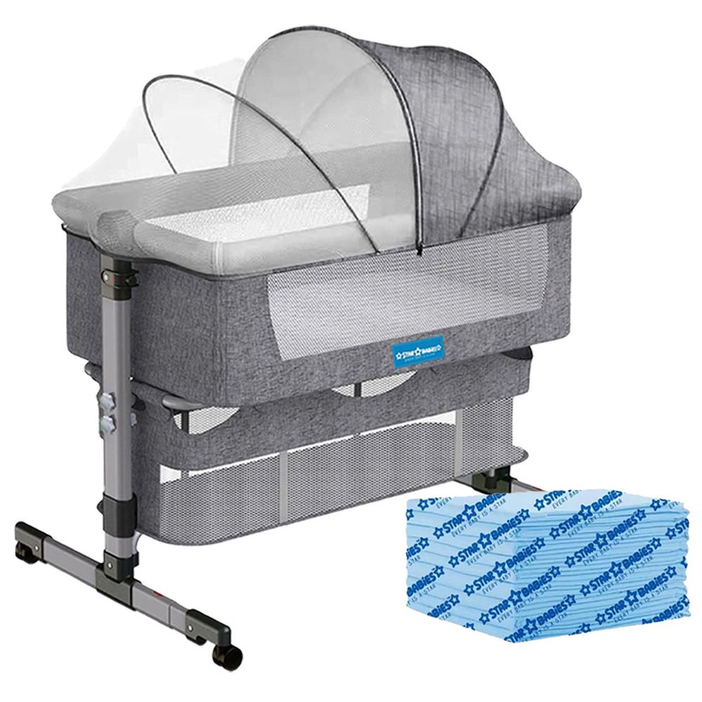 ستار بيبيز - سرير جانبي مع مفارش تغيير حفاضات للاستخدام مرة واحدة - عبوة من 25 قطعة