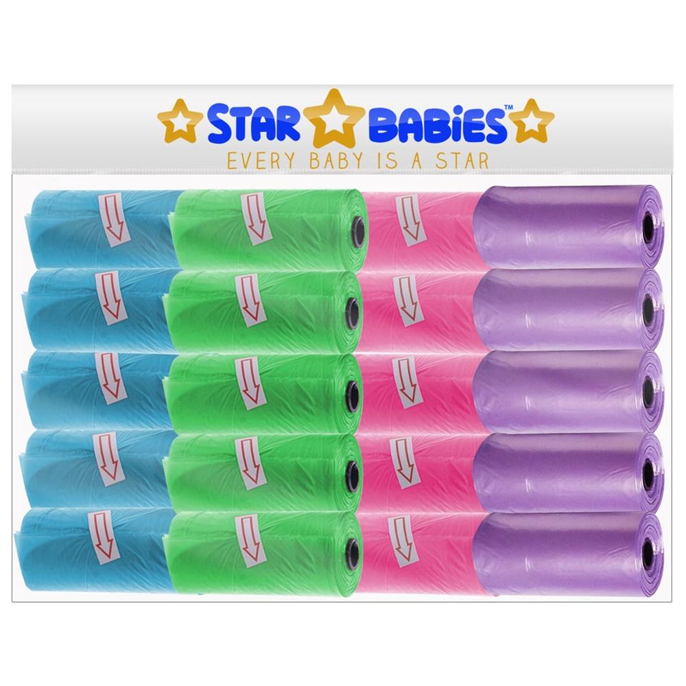 Star Babies - Scented Nappy Bag Pack of 20/300 Bags- Assorted