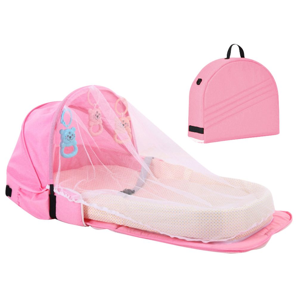 سرير أطفال متعدد الوظائف من ستار بيبيز مع ناموسية - وردي