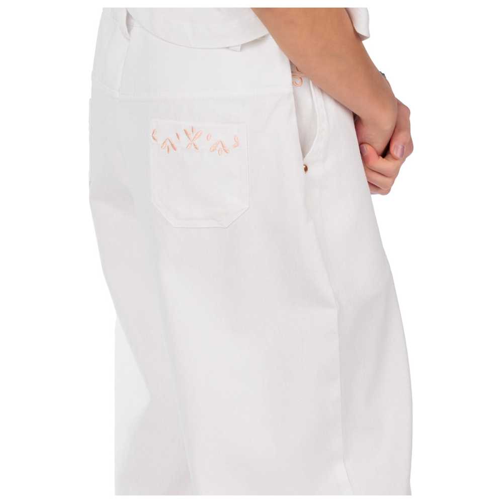 عين غين-  بنطلون جينز مطرز للبنات الكبار - أبيض