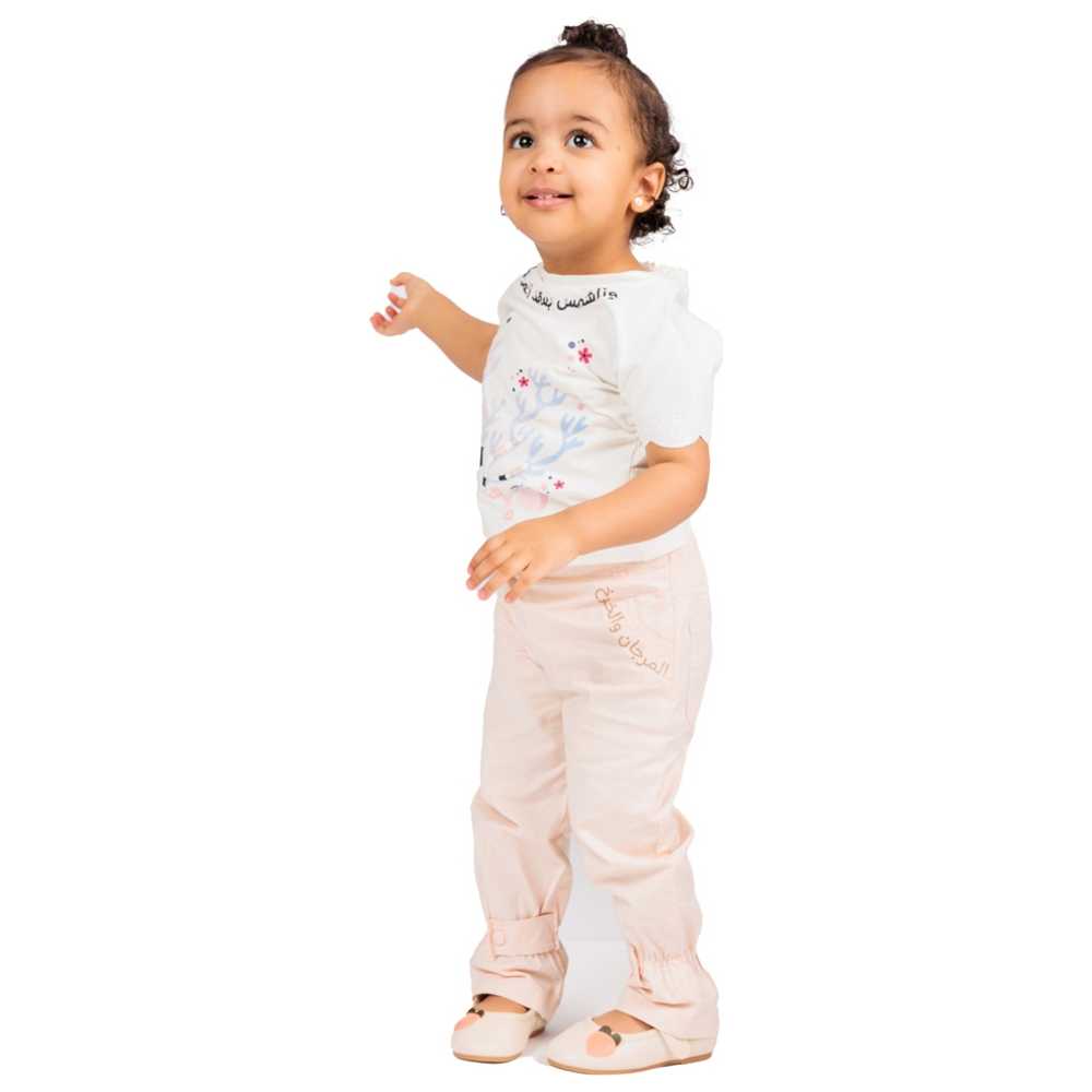 Ein Ghein - Baby Girl Khokh Wa Merjan Print Joggers - Beige