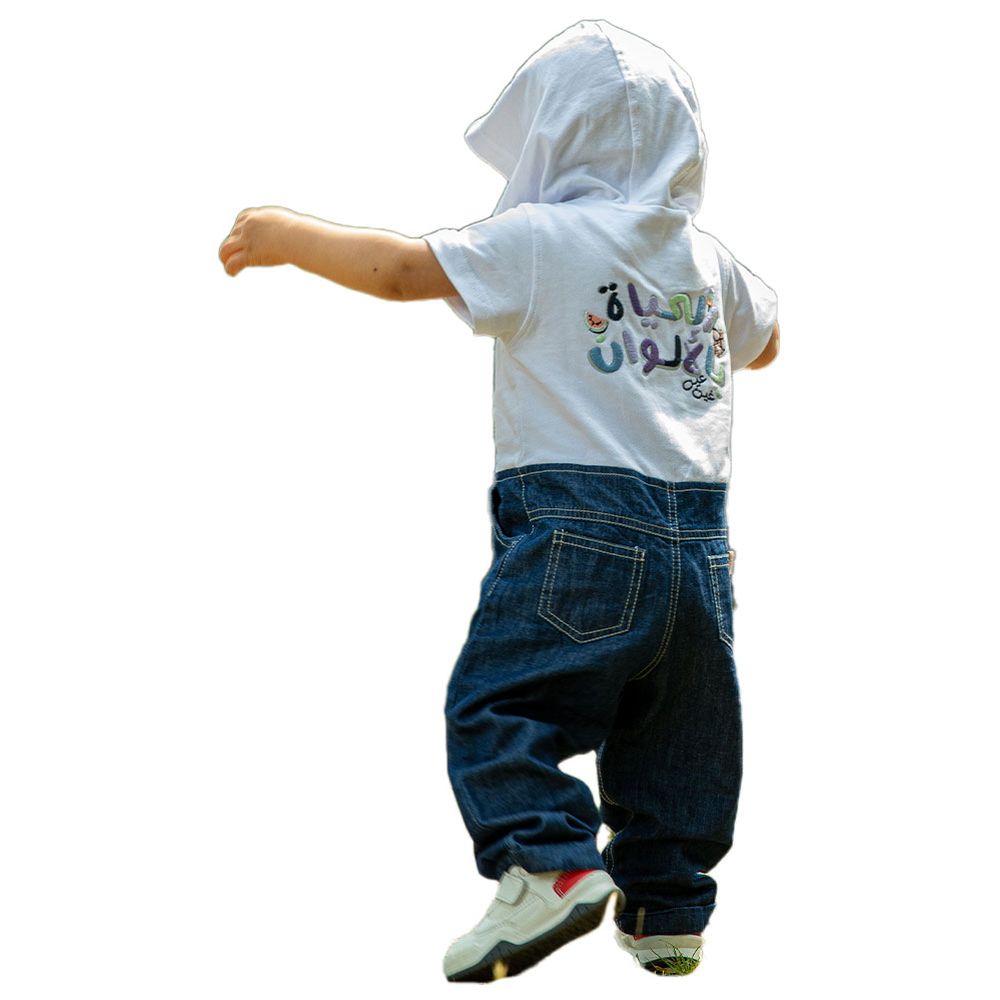 Ein Ghein Baby Boy's Colored Life Overall Jumpsuit - White/Navy