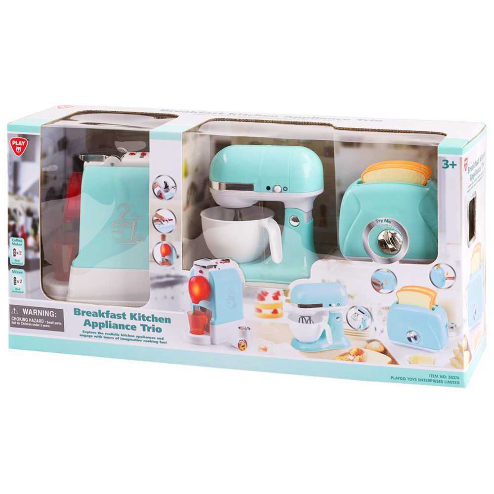 Playgo - Breakfast Kitchen Appliance Trio Set - Blue - 3 Pcs