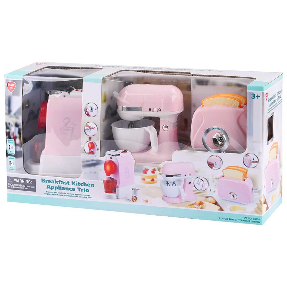 Playgo - Breakfast Kitchen Appliance Trio Set - Pink - 3 Pcs