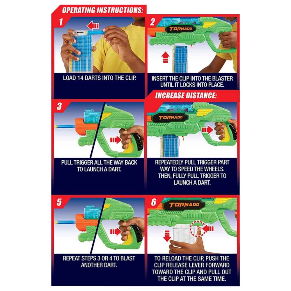 ألعاب باز بي - مسدس إير ووريرز تورنادو مع سهام - 35 قطعة