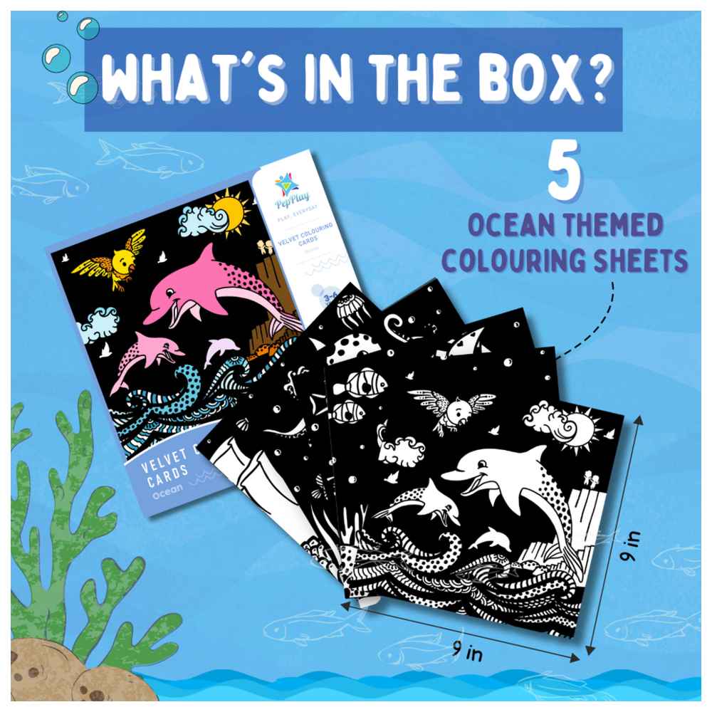 Pepplay - Ocean Velvet Colouring Cards - 5 Pcs
