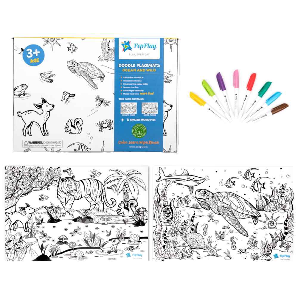 Pepplay - Animal Series Doodle Placemats - 10 Pcs