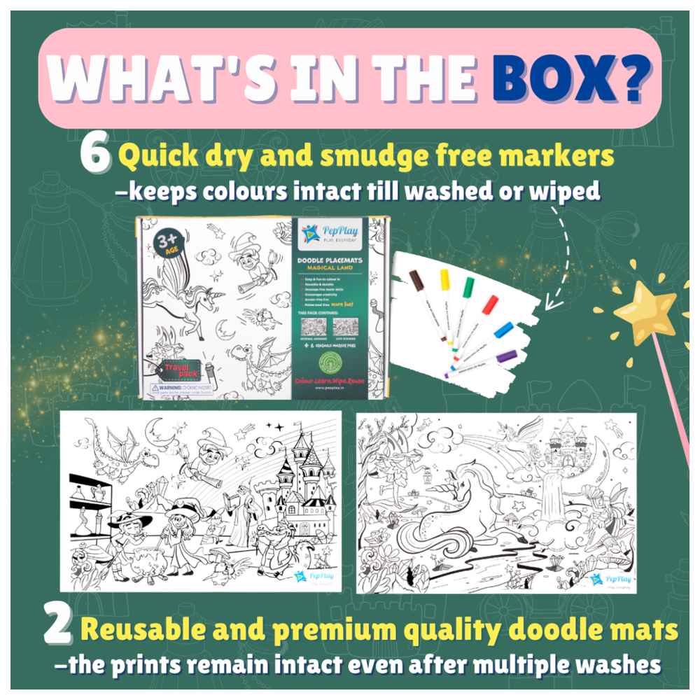 Pepplay - Magical Land Doodle Placemats - 8 Pcs