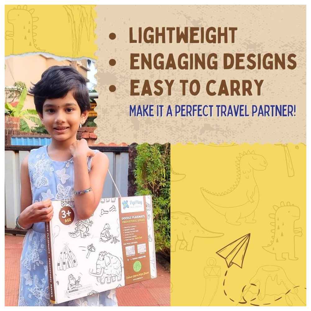 Pepplay - Prehistoric Series Doodle Placemats Set - 8 Pcs