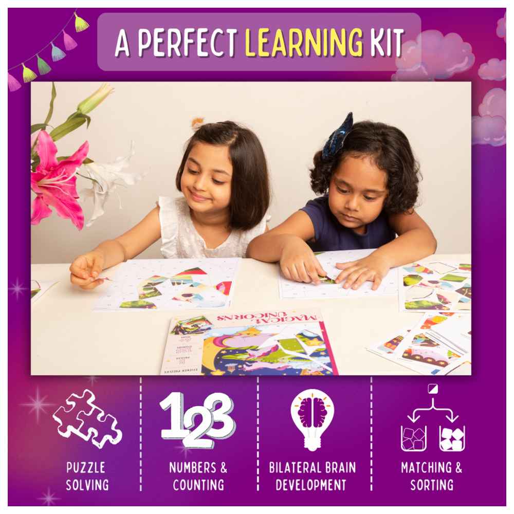 Pepplay - Magical Unicorn Educational Sticker Puzzle - 5 Puzzles