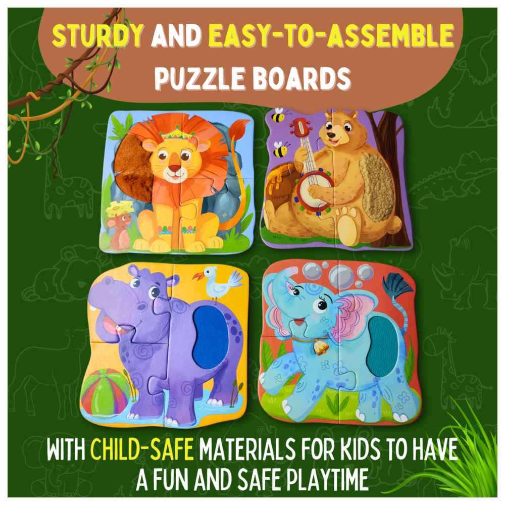 Pepplay - Wild Animals Touch & Feel Puzzle - 12 Pcs