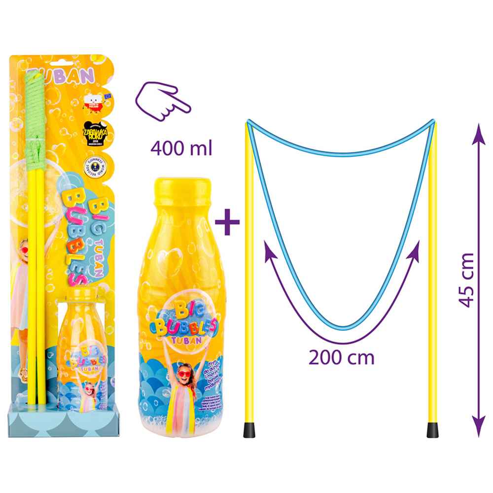Tuban - Giant Bubble Wand & Liquid Set - 400 ml - 3 Pcs