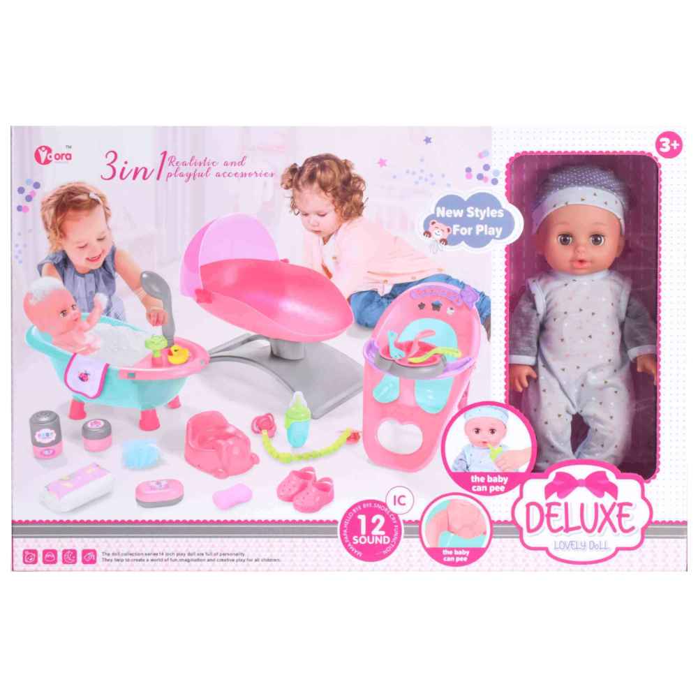 Vdora Dolls - 3-In-1 Baby Doll Playset w/ Accessories - 17 Pcs