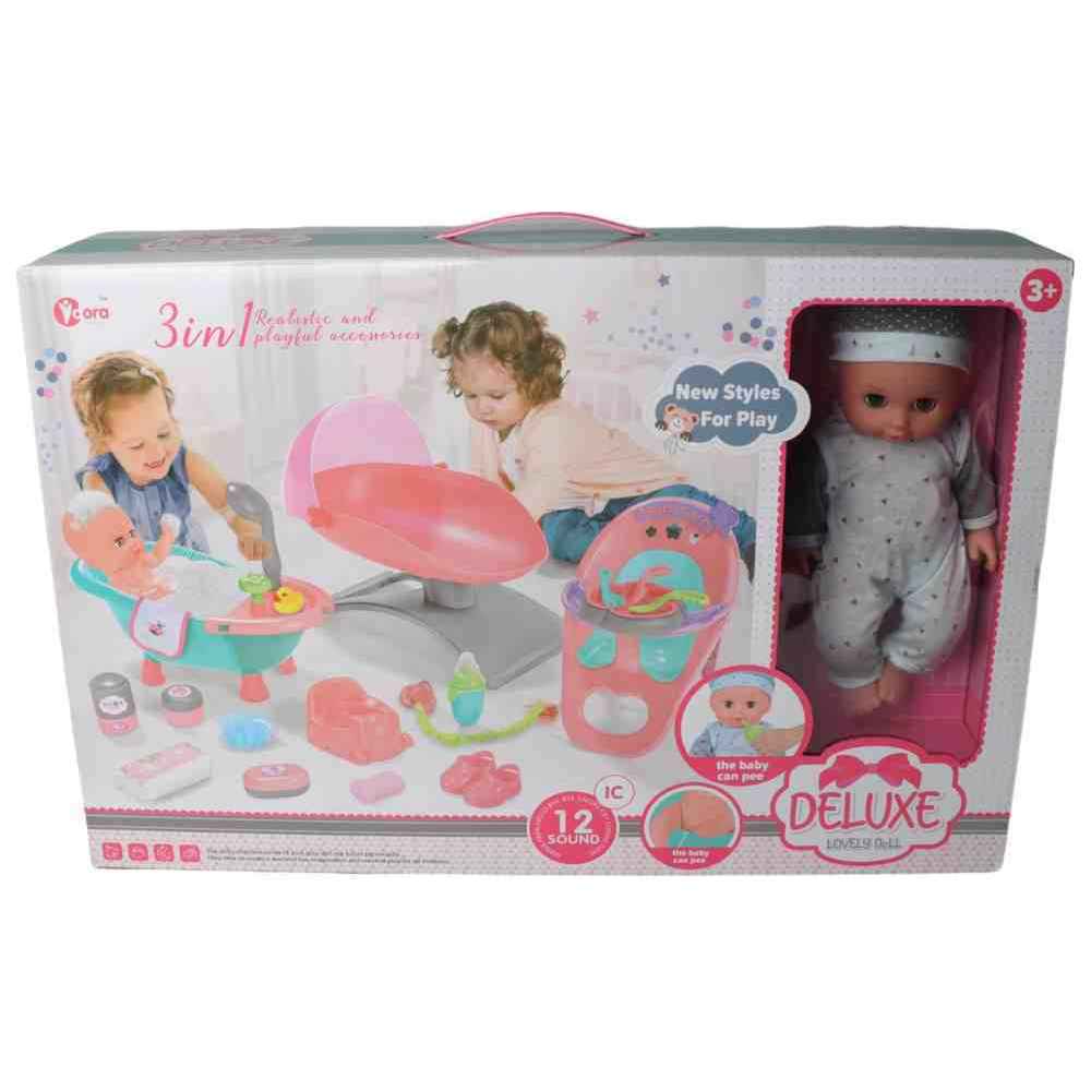 Vdora Dolls - 3-In-1 Baby Doll Playset w/ Accessories - 17 Pcs
