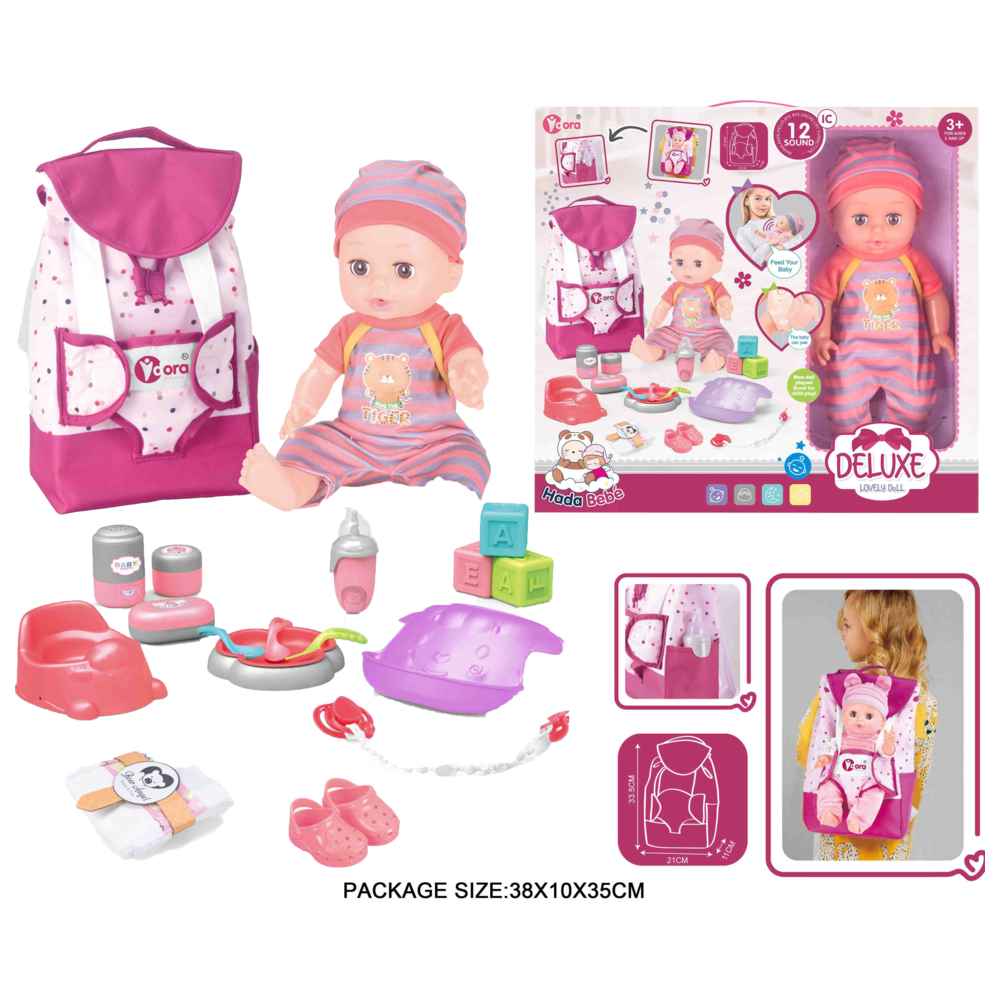 Vdora Dolls - Baby Doll w/ Backpack & Accessories - 17 Pcs