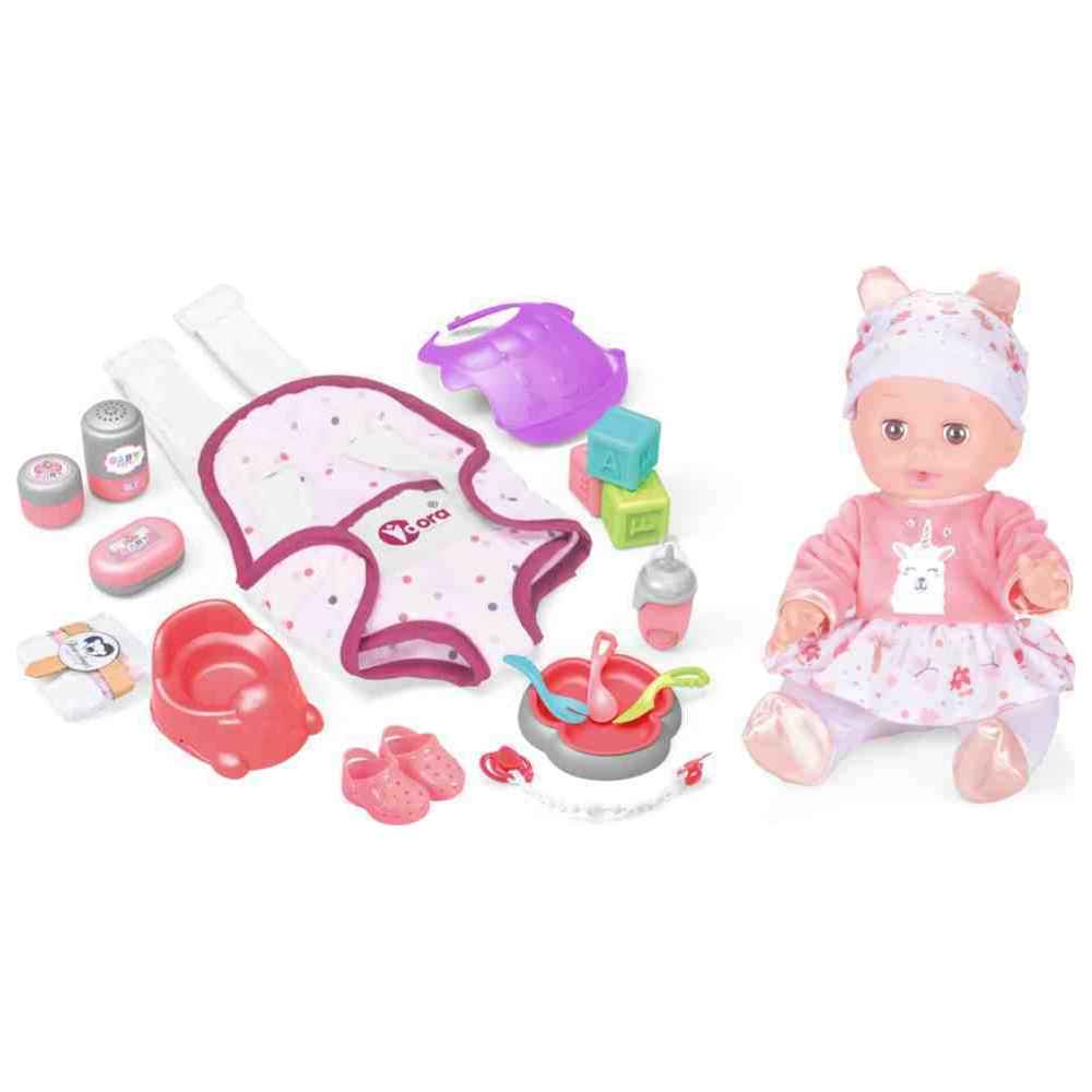 Vdora Dolls - Baby Girl Doll w/ Sleeping Bag & Accessories - 17 Pcs