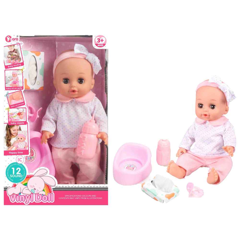 Vdora Dolls - Vinyl Baby Girl Doll w/ Accessories - 4 Pcs