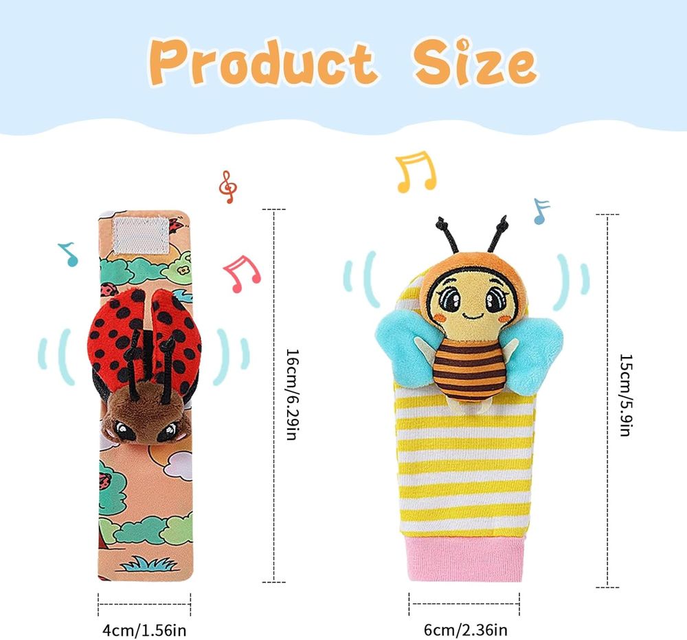 فاكتوري برايس - خشخيشات المعصم والقدمين - حيوانات - 4 قطع