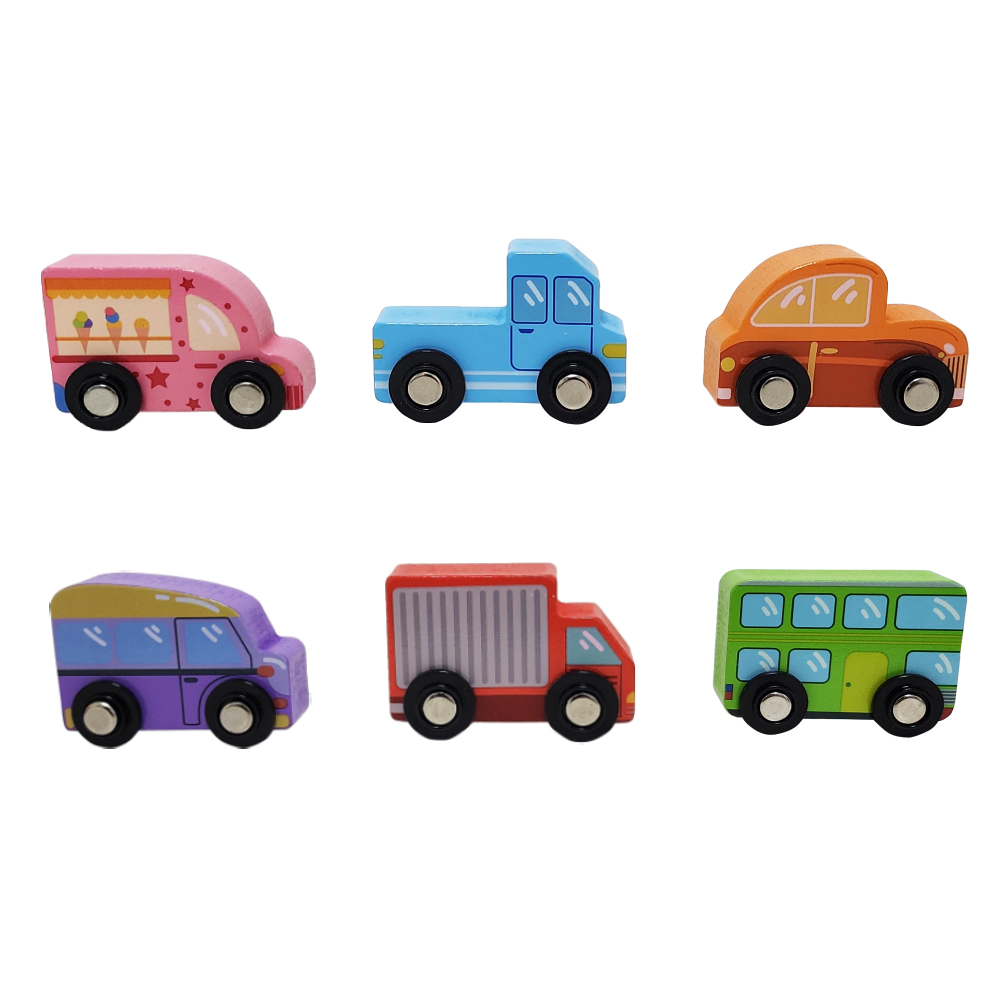 فاكتوري برايس - مجموعة سيارة خشبية صغيرة - أ - 6 قطع