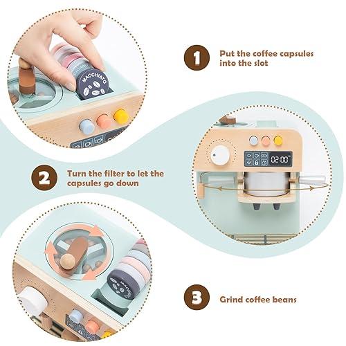 فاكتوري برايس - مجموعة ألعاب صانعة القهوة الخشبية - 23 قطعة