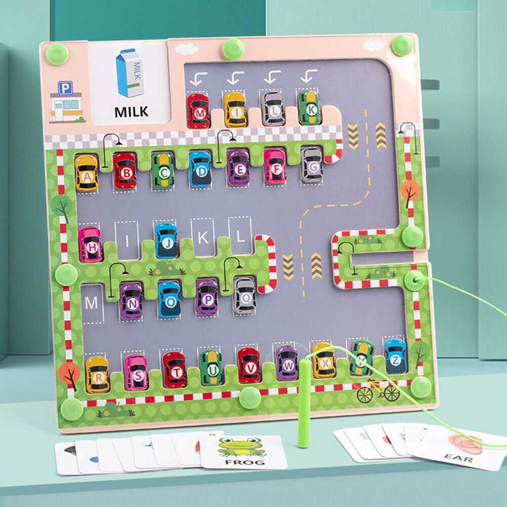 فاكتوري برايس - مجموعة ألعاب مواقف السيارات الخشبية للأطفال