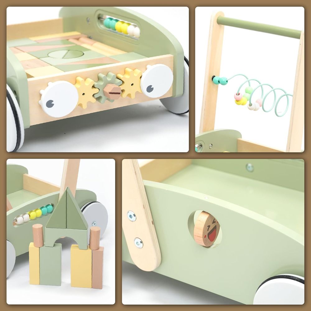 Factory Price - 5-In-1 Enzo Wooden Baby Walker With Activity Center - Multicolor