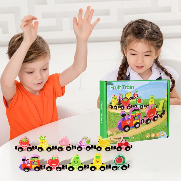 فاكتوري برايس - مجموعة قطار الفاكهة الخشبي المغناطيسي مونتيسوري