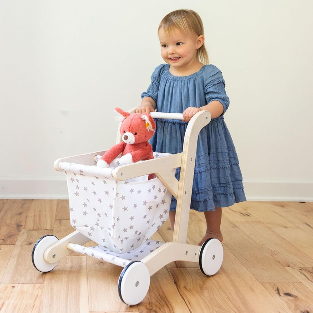 Factory Price - Wooden Shopping Trolley with Removable Cart