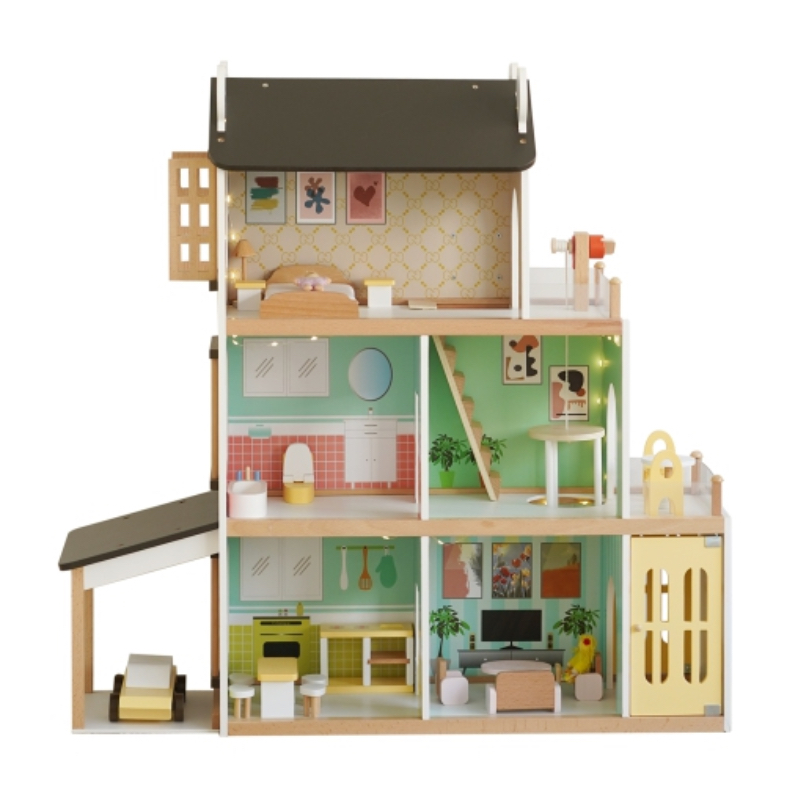 Factory Price - Colton Wooden Doll House with Accessories - 20pcs